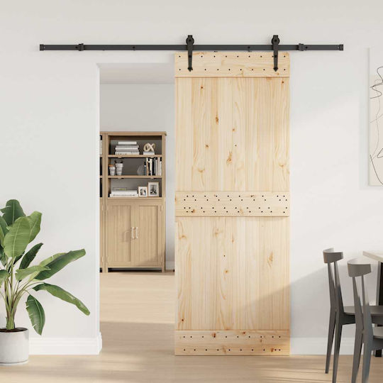 vidaXL Sliding Door Mechanism for Middle Door 213.5cm Black