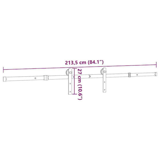 vidaXL Механизъм За Плъзгаща Дръжка За Врата 213.5см Черен