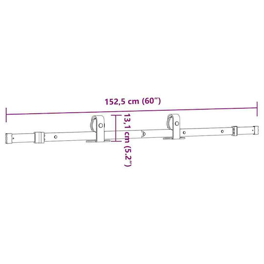 vidaXL Sliding Door Mechanism for Middle Door 152.5cm Black