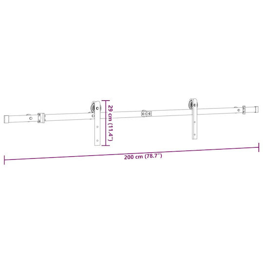 vidaXL Sliding Door Mechanism For Door 200cm Black