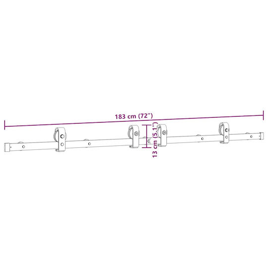 vidaXL Sliding Door Mechanism for Middle Door 183cm Black