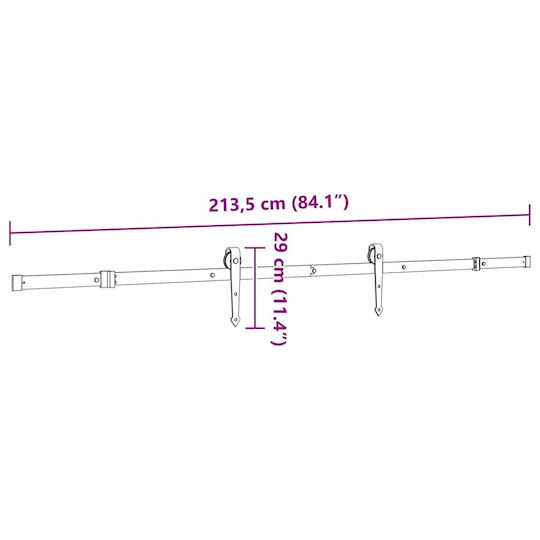 vidaXL Sliding Door Mechanism for Middle Door 213.5cm Black