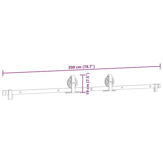 vidaXL Sliding Door Mechanism for Middle Door 200cm Black