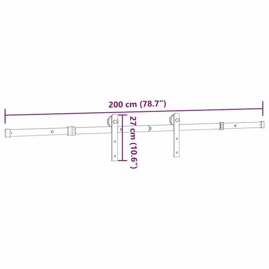 vidaXL Μηχανισμός Συρόμενης Μεσόπορτας 200cm Μαύρος