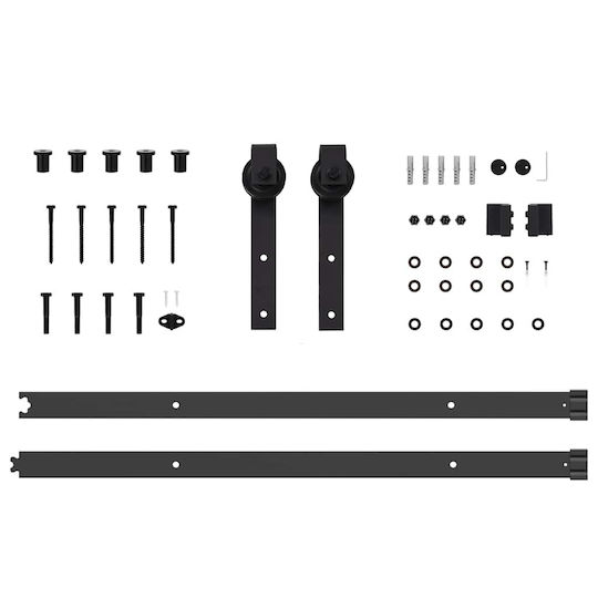 vidaXL Sliding Door Mechanism for Middle Door 213.5cm Black