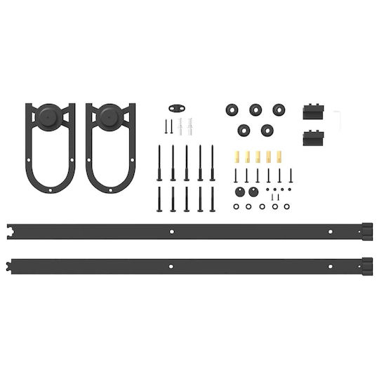 vidaXL Sliding Door Mechanism for Middle Door 183cm Black