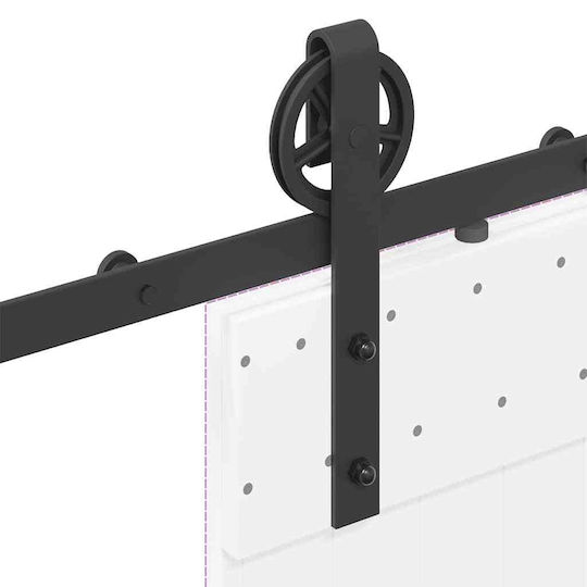 vidaXL Sliding Door Mechanism For Door Knobs 183cm Black