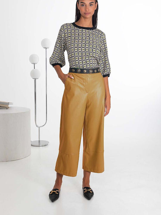 Women's High Waist Culottes in Loose Fit Camel
