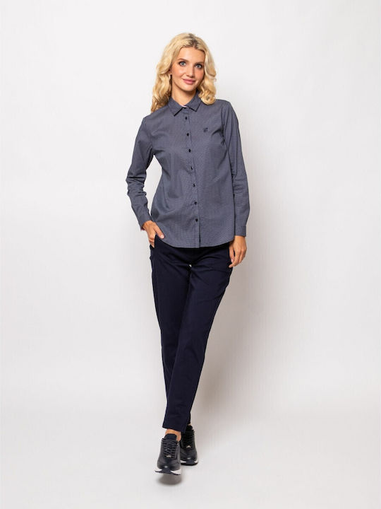 Дълъг ръкав Женска Риза Navy Blue