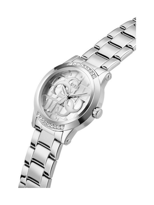 Guess Women's Watch Chronograph with Silver Metal Bracelet