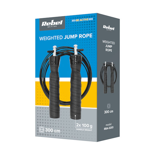 Boxing Jump Rope Rubber Handle 2x100g Weights Metal Bearing 3m Adjustable Rebel A