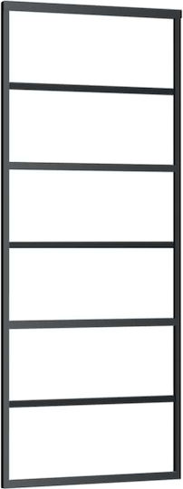 Vidaxl Schiebetürmechanismus 76x205 cm Glas ESG & Aluminium Schwarz