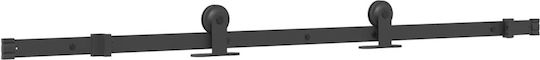 Vidaxl Sliding Door Mechanism 76x205 cm Glass ESG & Aluminum Black