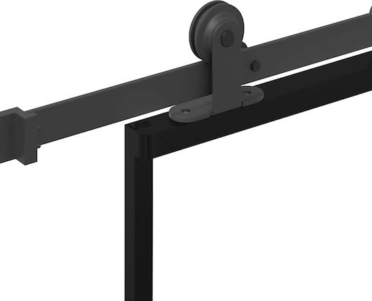 Vidaxl Sliding Door Mechanism 76x205 cm Glass ESG & Aluminum Black