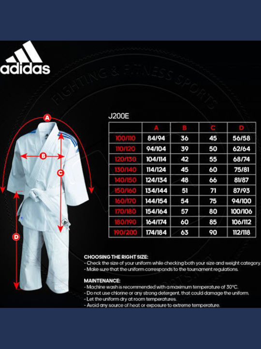 adidas Gi J200 Evolution Παιδική Στολή Judo Λευκή