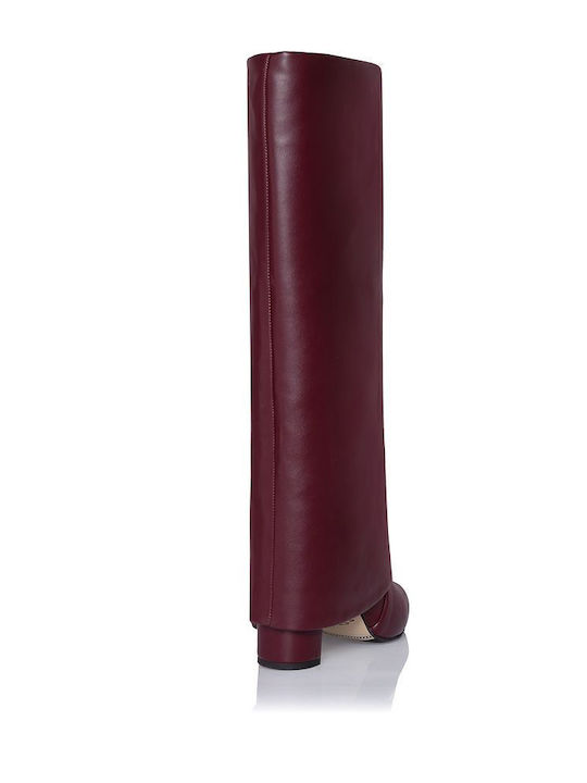 Medium Heel Women's Boots Burgundy