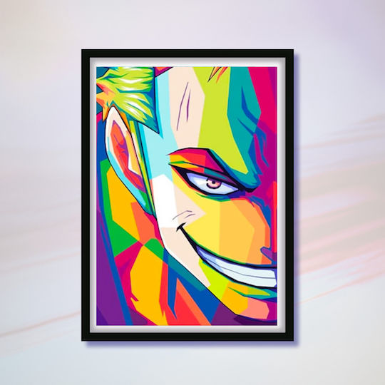 Poster One Piece Zoro An040a 40cm X 50cm Ramă din Lemn Negru