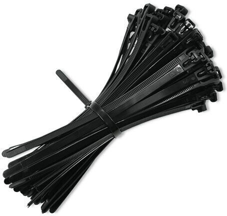 Qoltec Pack of 100pcs Black Plastic Cable Ties 250x7.2mm 52229