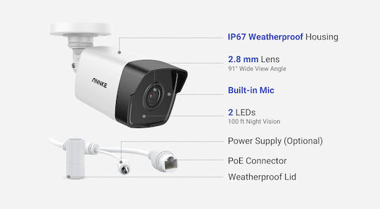 Annke Surveillance System Set 8 Cameras Cameras IP 5MP with Recorder NVR