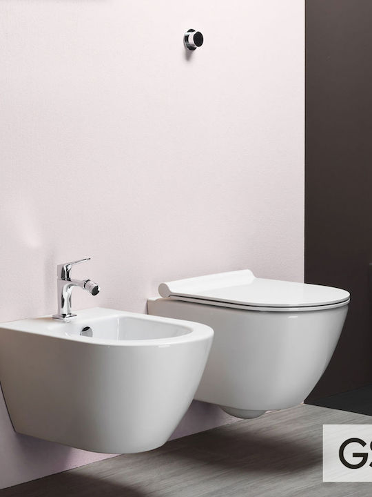 GSI Swirlflush Wandhängende Toilette mit Schlank Deckel Sanftes Schließen Weiße