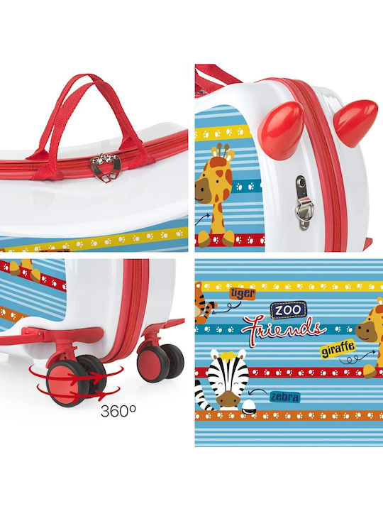 ARSAMAR Rider Crayons Kids Cabin Hard Suitcase White with 4 Wheels Height 31cm
