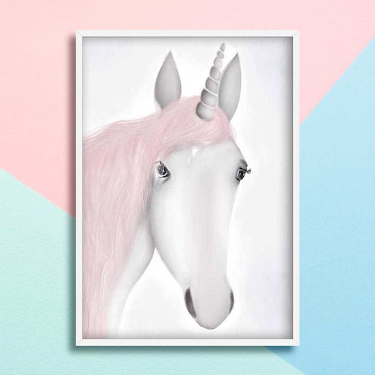 Παιδικό Κάδρο Unicorn με Λευκή Κορνίζα από Πλαστικό 21x30εκ.