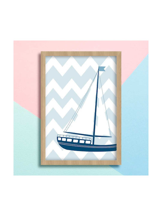 Kids Framed Plastic Wall Painting Little boat 21x30cm