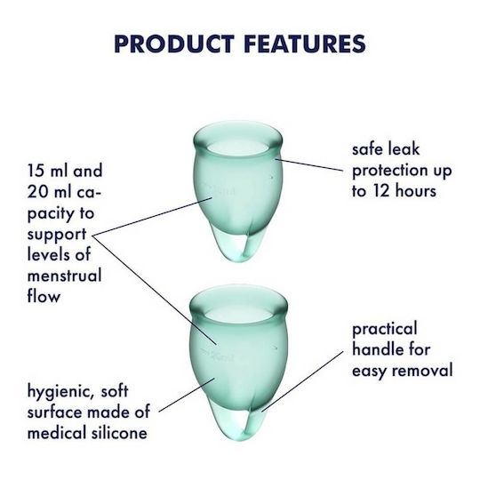 Satisfyer Feel Confident Menstrual Cup Set of Green Menstrual Cups 15 & 20ml