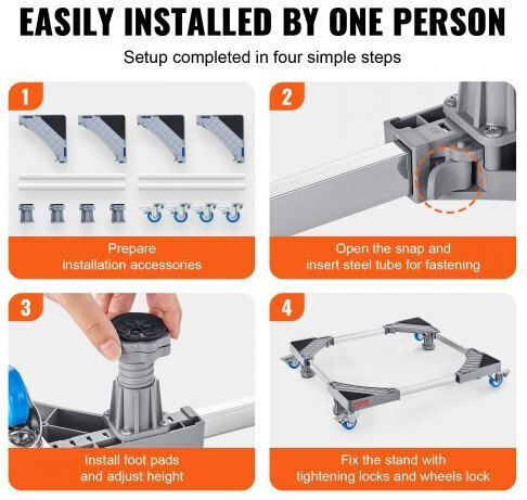 Vevor WGC1725INCHPX7LJ7V0 Adjustable Base For Washer/Dryer made of Plastic with Wheels 1pcs