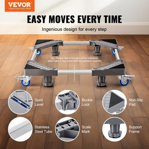 Vevor WGC1725INCHPX7LJ7V0 Adjustable Base For Washer/Dryer made of Plastic with Wheels 1pcs