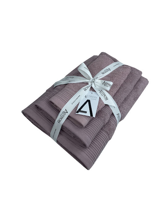Astron Italy Σετ Πετσέτες Μπάνιου 3τμχ Dusty Rose Βάρους 550gr/m²