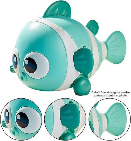 Mechanical Toy Children Flippy Funny Fish Key Fun Crawls Moves 11 X 9 X 7.5 Cm Green