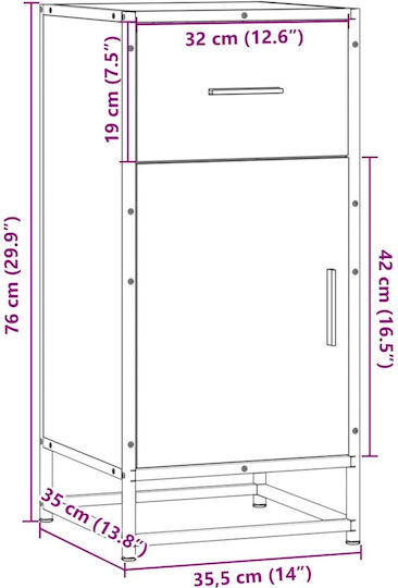 Living Room Display Cabinet Made of Beige Metal 35.5x35x76cm