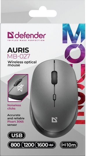 Defender Auris MB-027 Ασύρματο Ποντίκι Γκρι