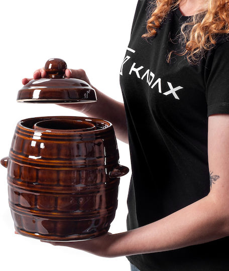 Kadax Ваза За Обща Употреба с Капак Керамика Кафява 4000ml