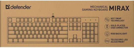 Defender Mirax GK-352 Gaming Μηχανικό Πληκτρολόγιο με Outemu Blue διακόπτες και RGB φωτισμό (Αγγλικό US)