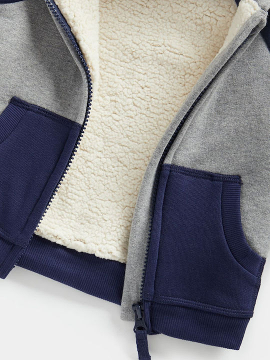 Kinder-Sweatshirt Strickjacke mit Kapuze Marineblau