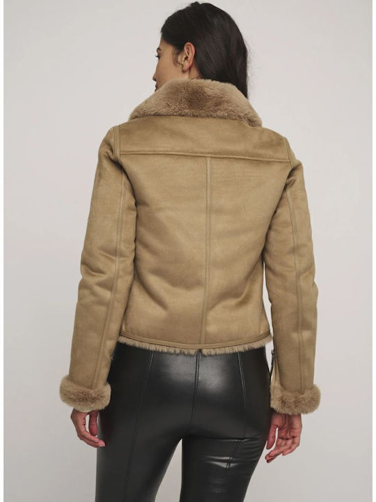 Bacia Μουτόν Γυναικείο Biker Jacket Sand