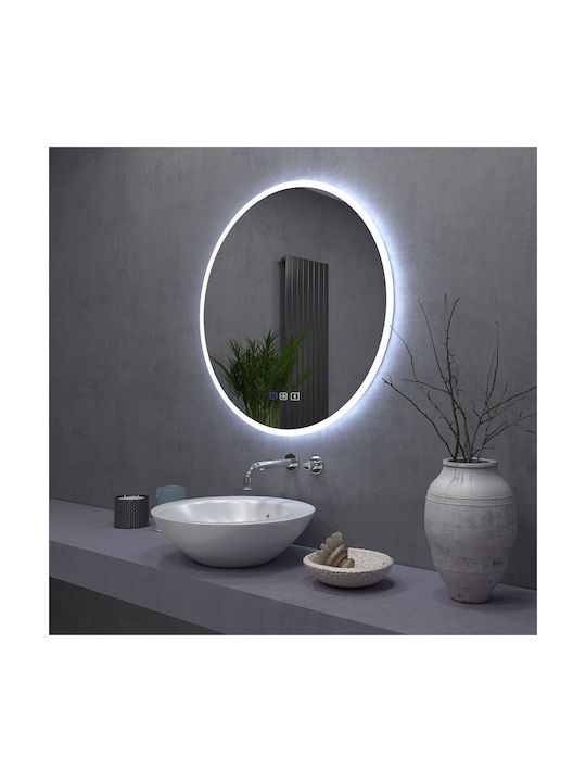 Tutumi Като Огледало за Стена с Рамка & LED Осветление Диаметър 80см 1бр