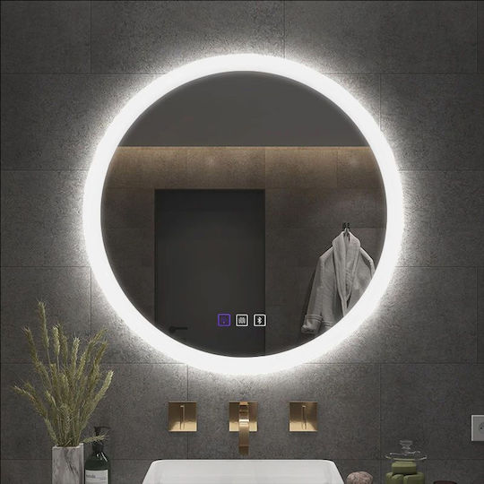 Tutumi Oglindă de Perete cu Ramă din & Iluminare LED Diametru 60cm 1buc