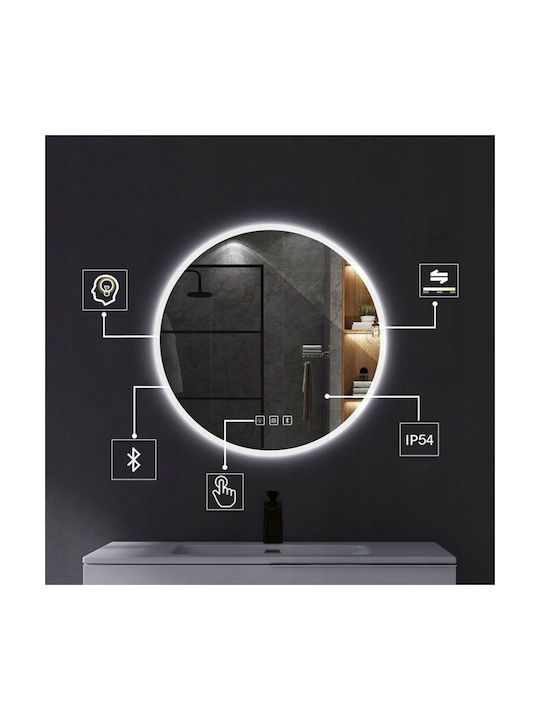 Tutumi Като Огледало за Стена с Рамка & LED Осветление Диаметър 60см 1бр