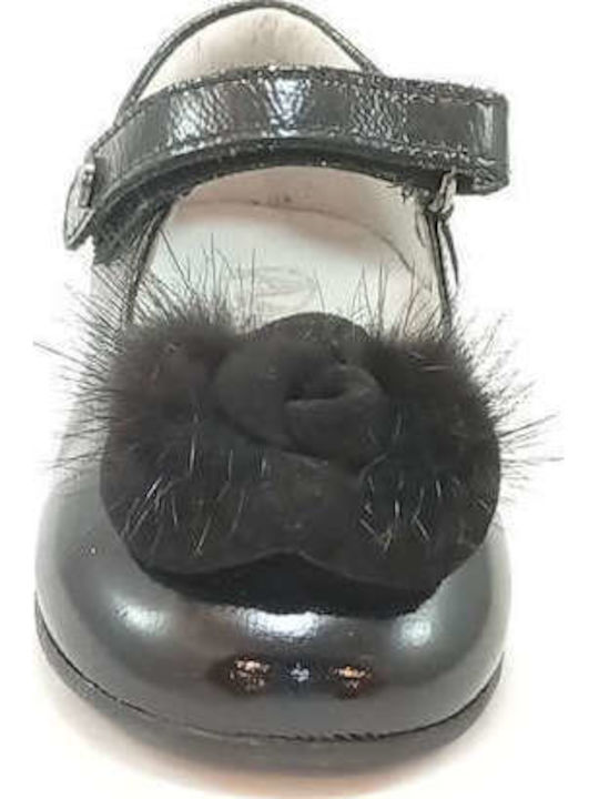 Kids Anatomic Leather Ballerinas with Hoop & Loop Closure Black