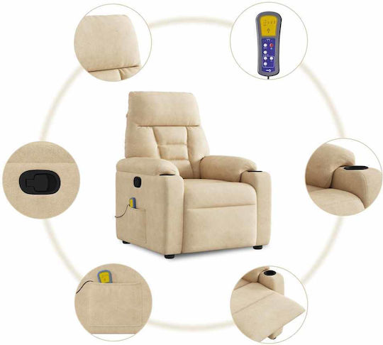 Relaxsessel Friseurwaschbecken mit Fußhocker Cream 72x90x99cm