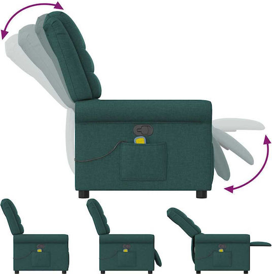 Relax Armchair Massage with Footstool Dark Green 50x59x102.5cm