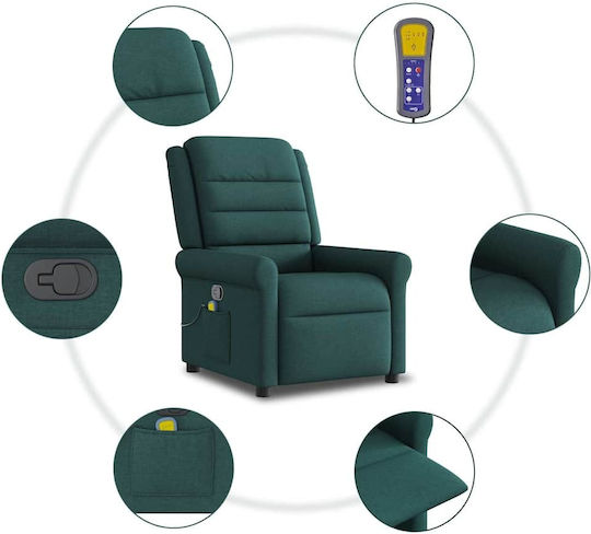 Relax Armchair Massage with Footstool Dark Green 50x59x102.5cm