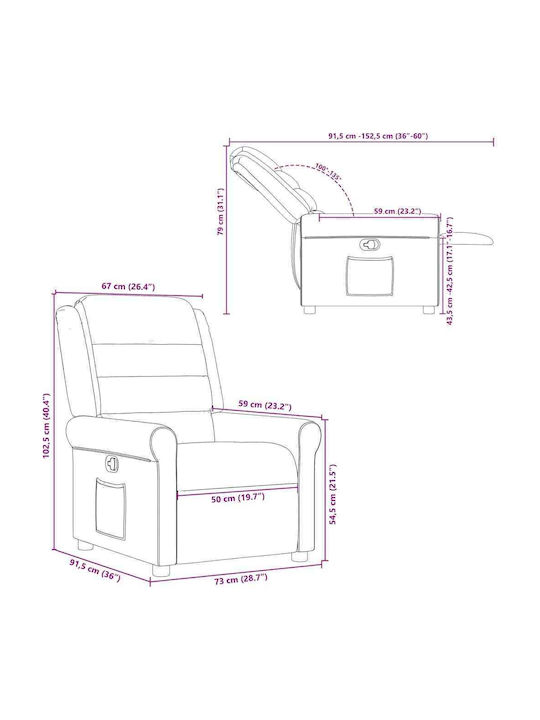 Relax Armchair with Footstool Black 73x91.5x102.5cm