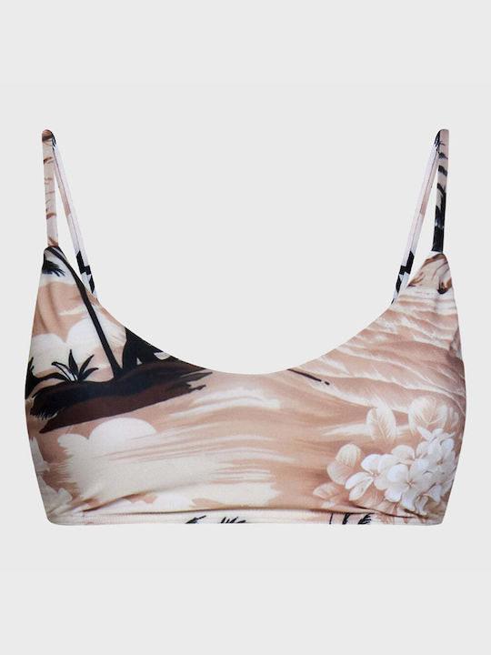 Palm Angels Bikini Swim Top Beige Floral