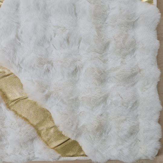 Saray Home Rabbit Luxurius Set Zottelig Schlafzimmer-Teppichsets Synthetisch,Polyester/Cotton/Leather Weiß DSN05 WHGLD SET 3Stück