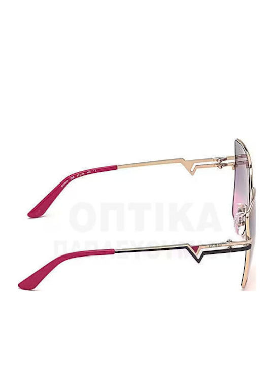 Guess Women's Sunglasses with Gold Metal Frame and Purple Gradient Lens GU7733 28Z
