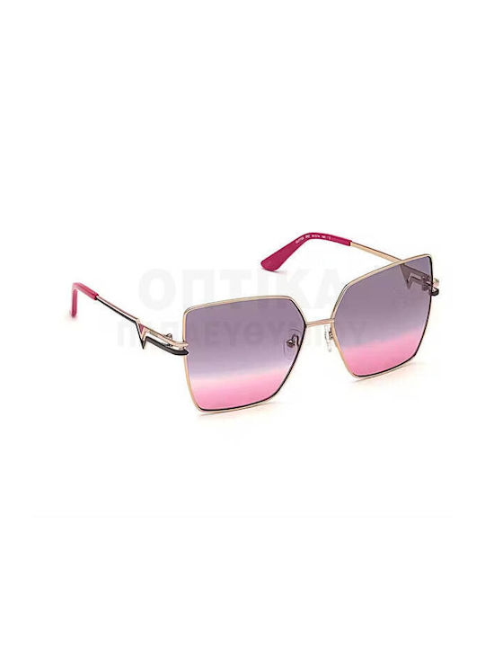Guess Women's Sunglasses with Gold Metal Frame and Purple Gradient Lens GU7733 28Z